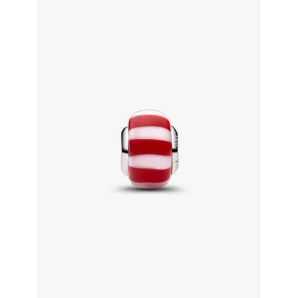 Platinum-plated charm with red and white Murano glass