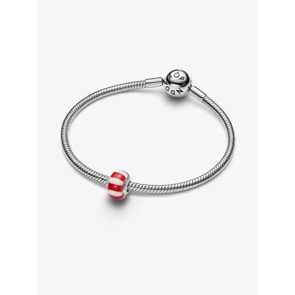 Platinum-plated charm with red and white Murano glass