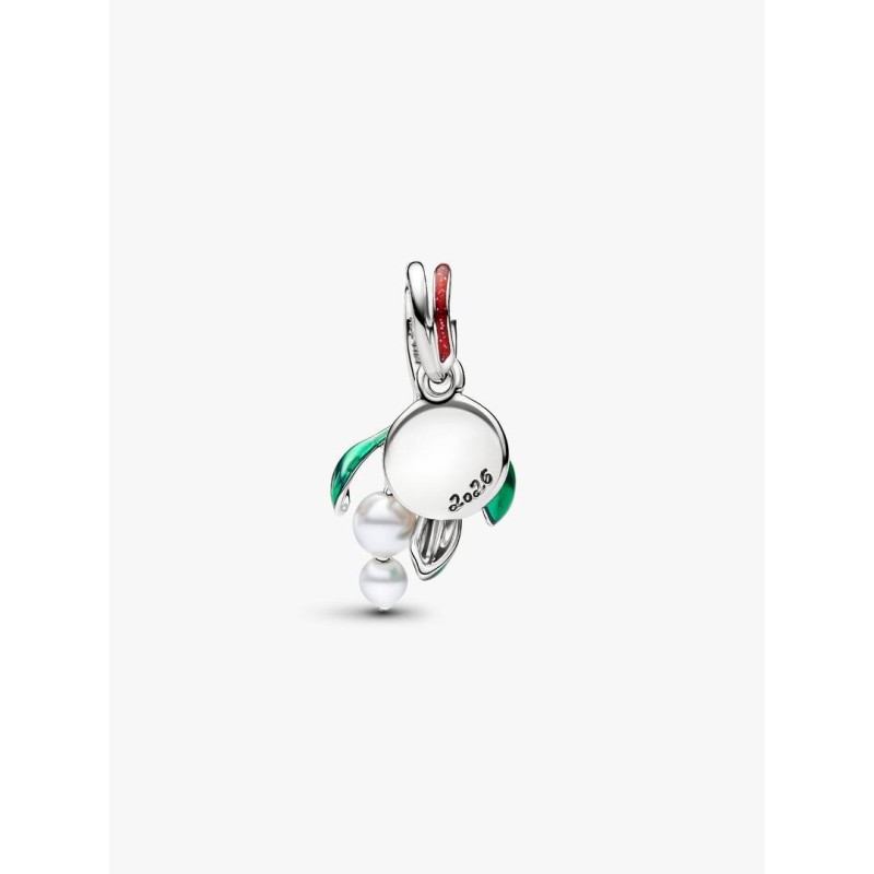 Mistletoe platinum-plated double dangle with lacquered artificial pear