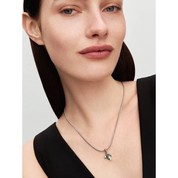 Mistletoe platinum-plated double dangle with lacquered artificial pear