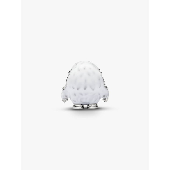 Yeti platinum-plated charm with clear cubic zirconia, white and black