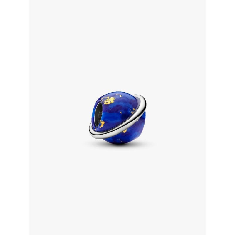 Planet platinum-plated charm with imitation lapis lazuli