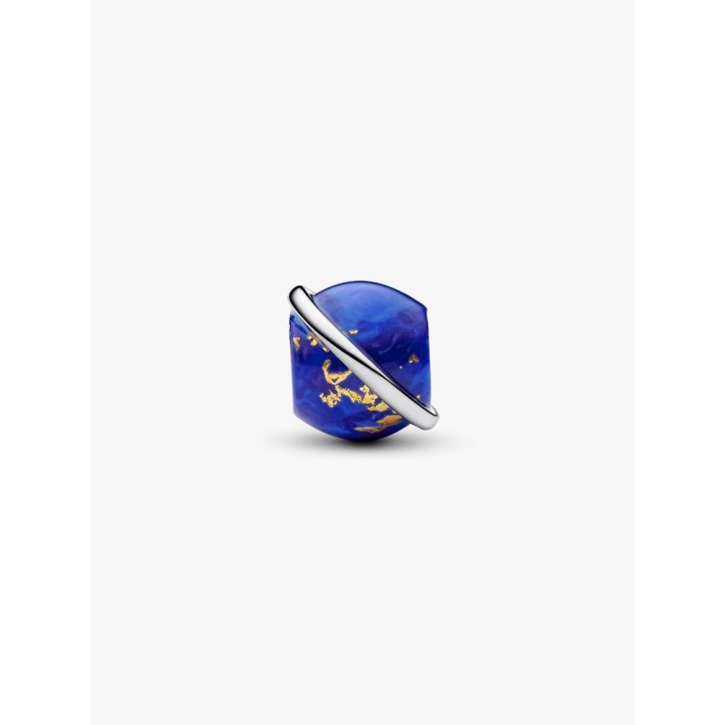 Planet platinum-plated charm with imitation lapis lazuli