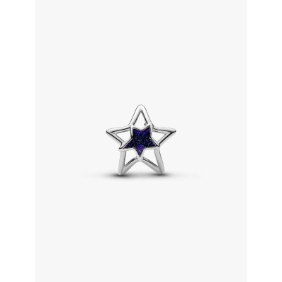 Openwork star platinum-plated charm with blue enamel 2