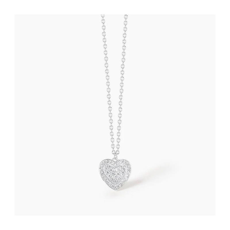 Girocollo Mabina da donna in argento con ciondolo a cuore e pavé di zirconi