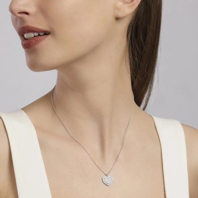 Girocollo Mabina da donna in argento con ciondolo a cuore e pavé di zirconi 2