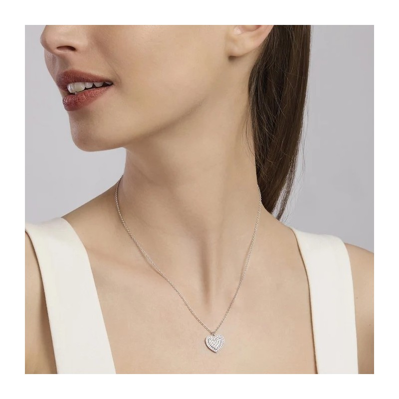 Girocollo Mabina da donna in argento con ciondolo a cuore e pavé di zirconi