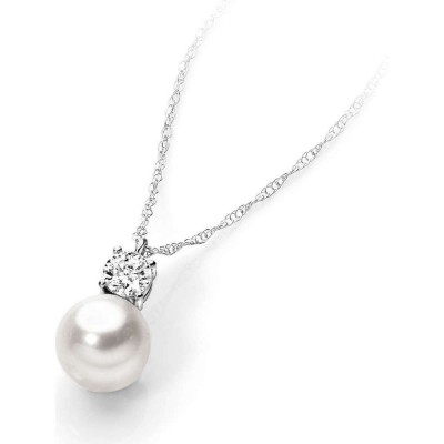 Girocollo Oro Bianco Perla E Zircone