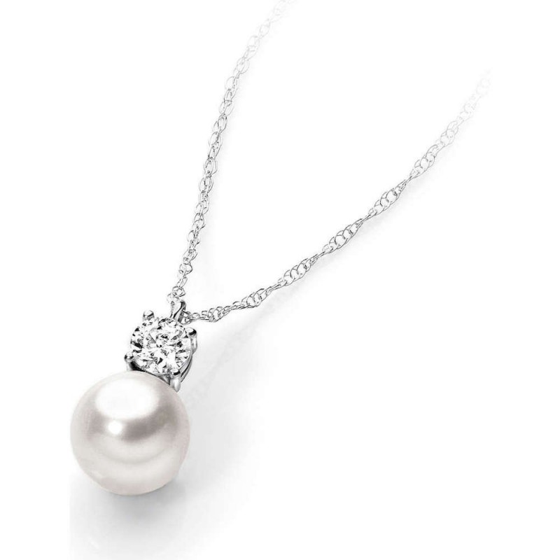 Girocollo Oro Bianco Perla E Zircone