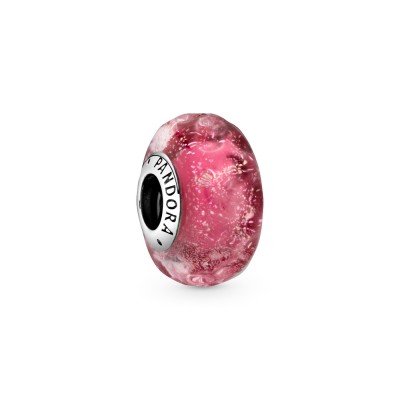 Charm in vetro di Murano rosa con onde