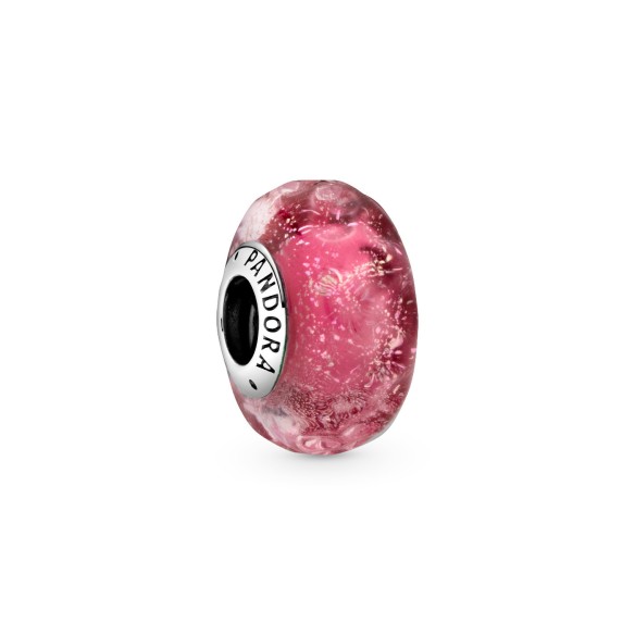 Charm in vetro di Murano rosa con onde