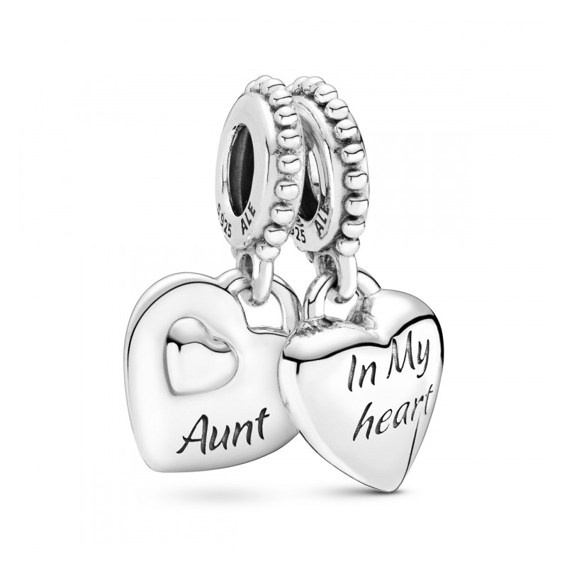 Charm pendente con due cuori Zia e nipote
