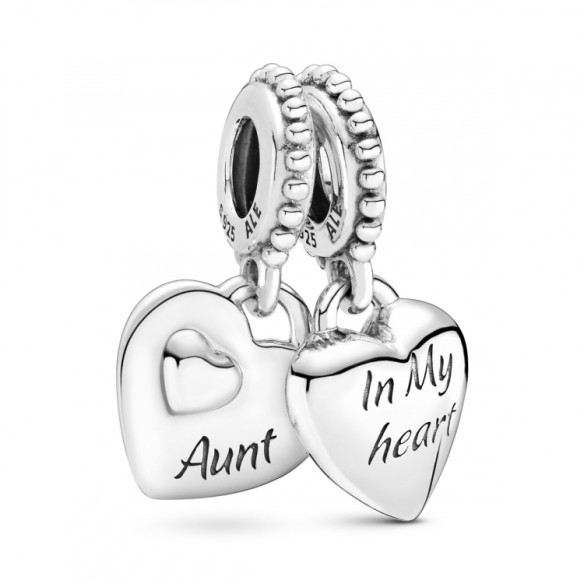 Charm pendente con due cuori Zia e nipote
