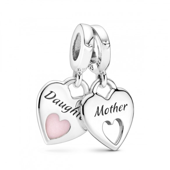 Charm pendente con doppio cuore