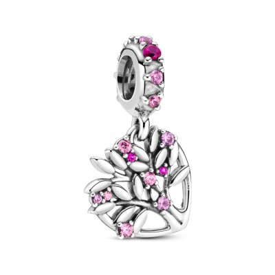 Charm pendente a cuore rosa Albero della famiglia