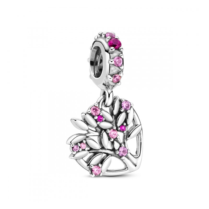 Charm pendente a cuore rosa Albero della famiglia