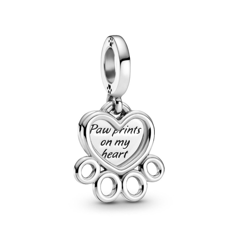 Charm pendente Impronta di zampa e cuori