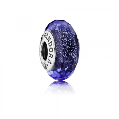 Charm in vetro di Murano blu sfaccettato
