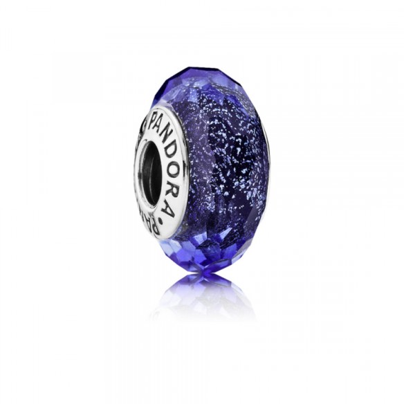 Charm in vetro di Murano blu sfaccettato