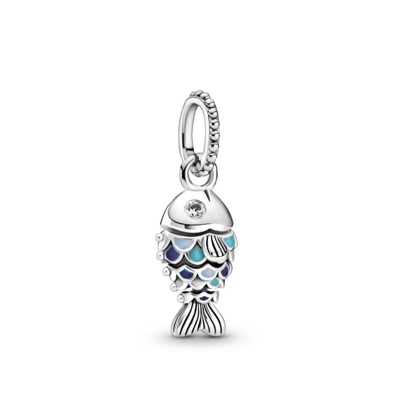 Charm pendente Pesce con squame blu