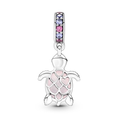 Charm Pendente Tartaruga Marina Rosa Vetro di Murano Rifinito a mano 2