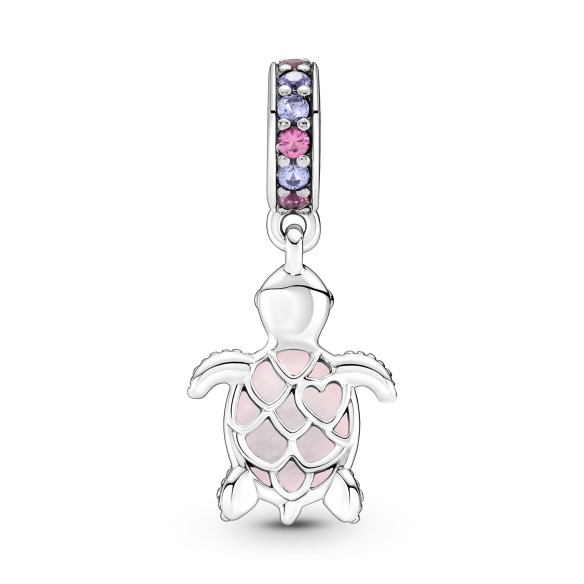 Charm Pendente Tartaruga Marina Rosa Vetro di Murano Rifinito a mano