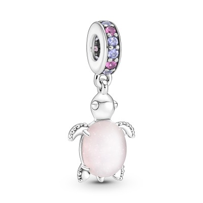 Charm Pendente Tartaruga Marina Rosa Vetro di Murano Rifinito a mano