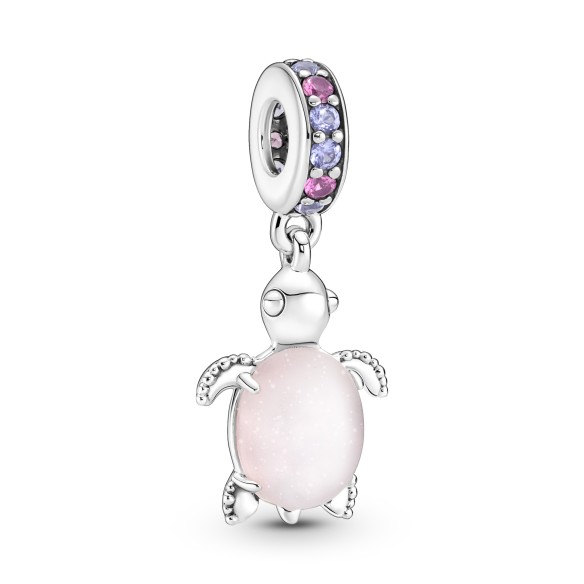 Charm Pendente Tartaruga Marina Rosa Vetro di Murano Rifinito a mano