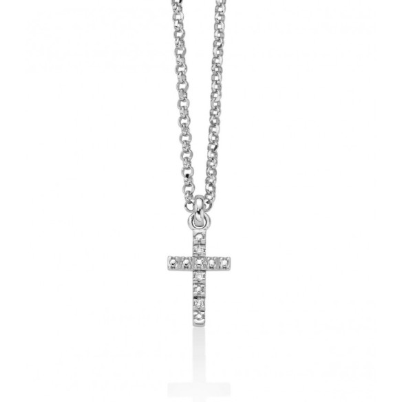 Collana con Pendente a Croce Argento e Diamanti