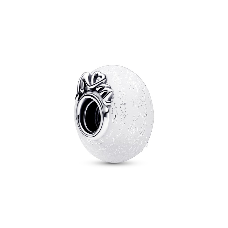 Charm Vetro di Murano Bianco Mom e Love
