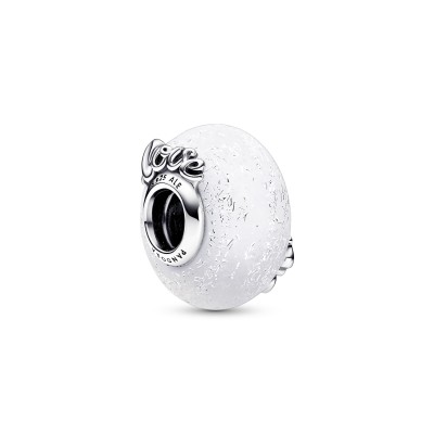 Charm Vetro di Murano Bianco Mom e Love 2