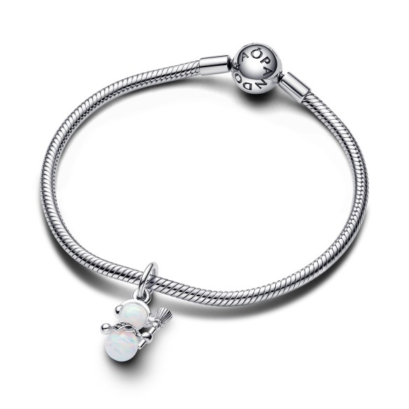 Charm Pendente Pupazzo di Neve Opale